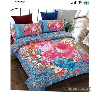 OXFORD HOMEWARE BOHO MOROCCAN MEDALLION QUEEN DUVET COVER & THROW PILLOWS